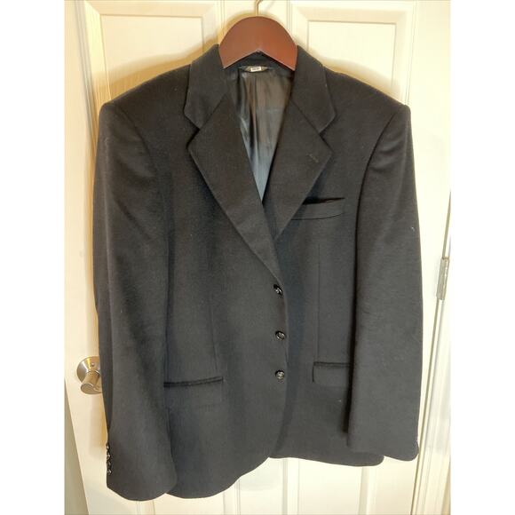 Vintage Valentino Pure Cashmere Black Blazer Jacket Sport Coat 42R/52R